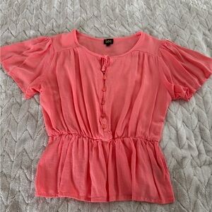 Lee Vibrant Coral Short Sleeve Blouse